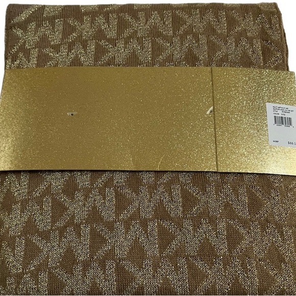 NWT Michael Kors hat and scarf set...tan & gold...In Box great gift!! main image 7